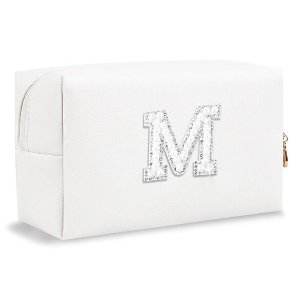 Other - Bride Gifts – Personalized Initial Makeup Bag with Pearl Rhinestone Patch, Prepp